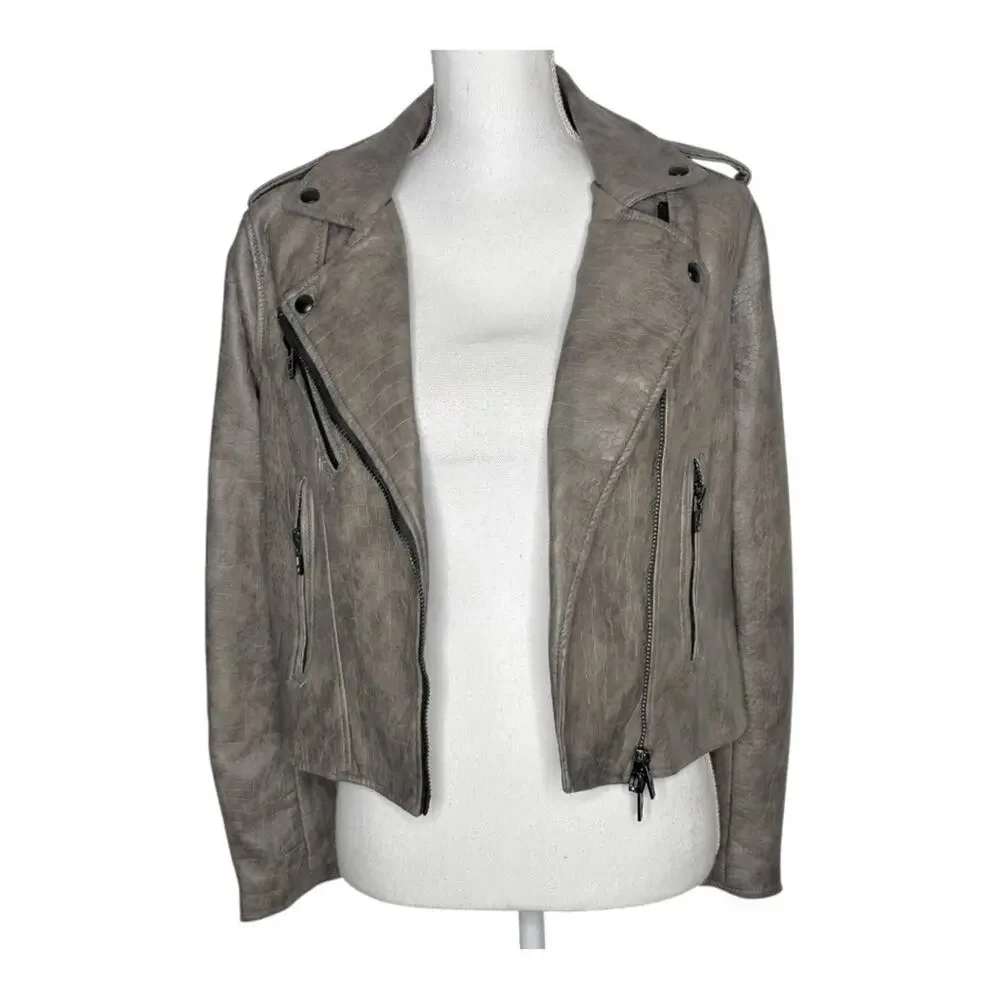 BlankNYC Croc Embossed Faux Leather Jacket Small